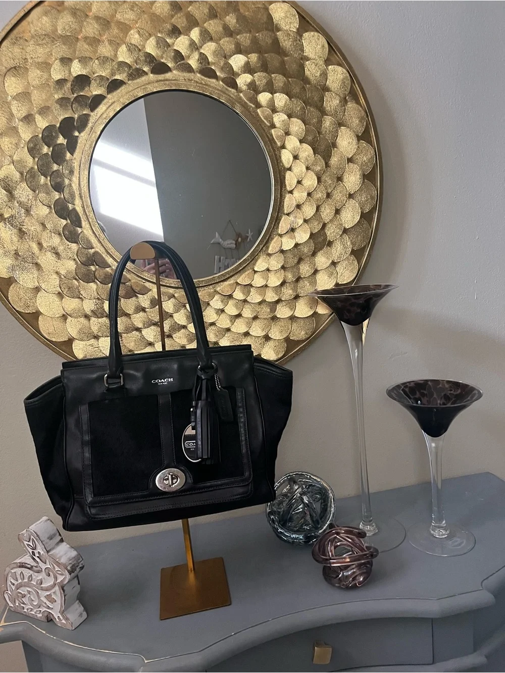 Coach Vintage Limited Edition Calf hair and black leather Satchel